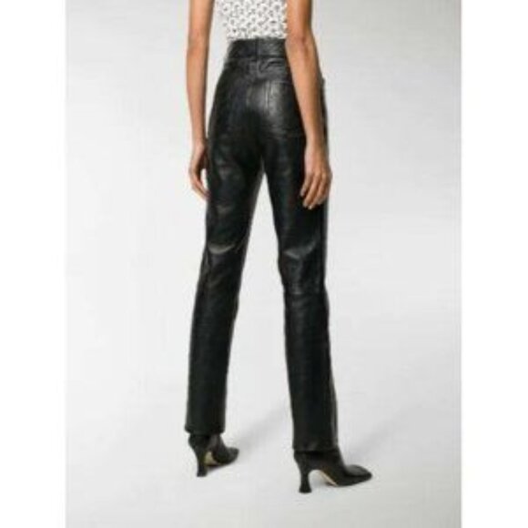 Saks Potts Black Lamb Leather Embossed Trousers - Picture 1 of 9